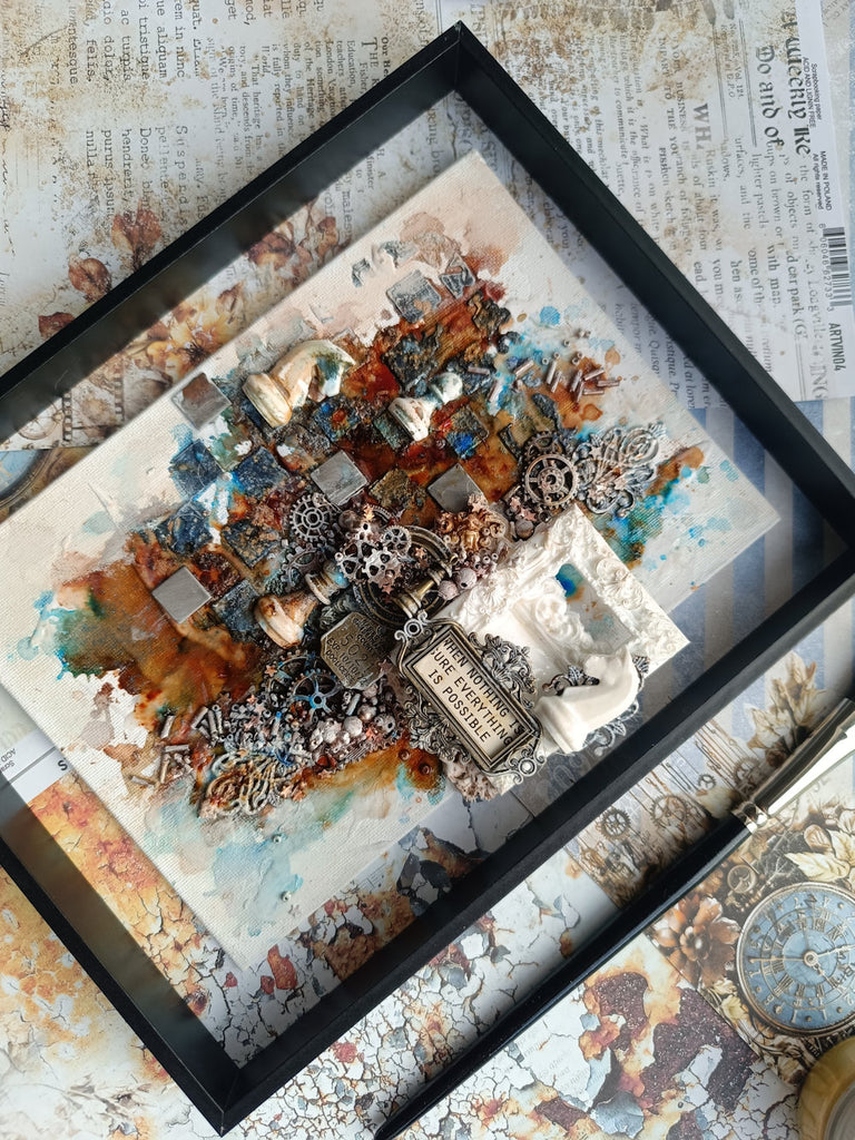 13 @rts Creative Weekend - Rusty Gambit Mixed Media Canvas Class