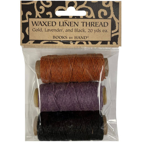 Waxed Linen Thread 3 pack - Gold, Lavender and Black