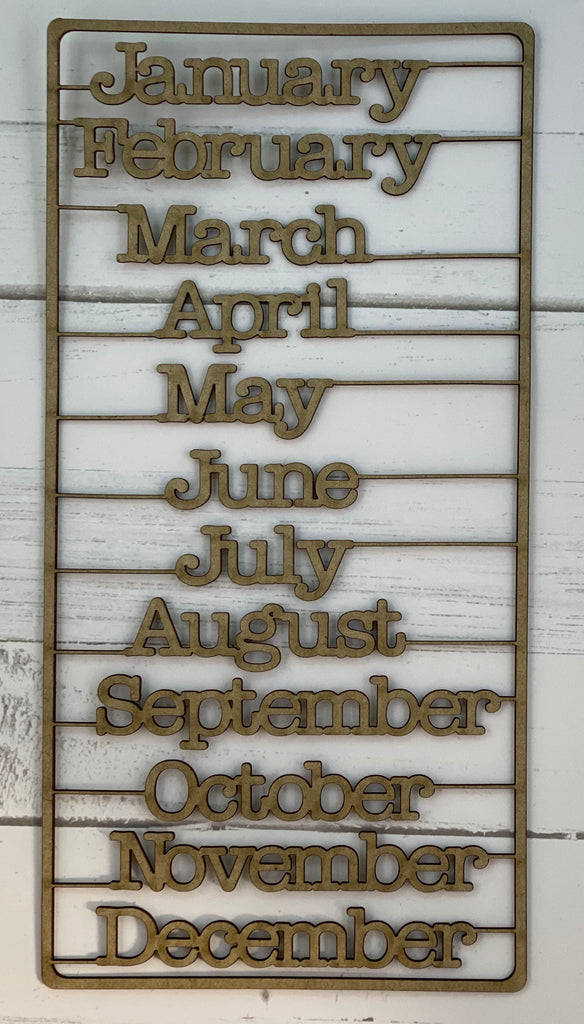 Months of the Year Chipboard woods