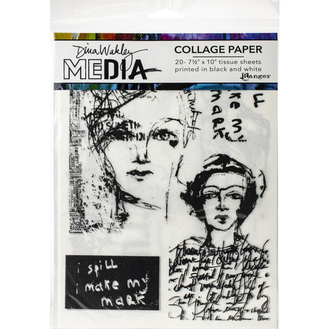 Dina Wakley Media Collage Tissue Paper 7.5"X10" 20/Pkg Vintage& Sketches
