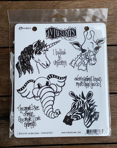 Ranger Dylusions Stamp - I Believe in unicorns
