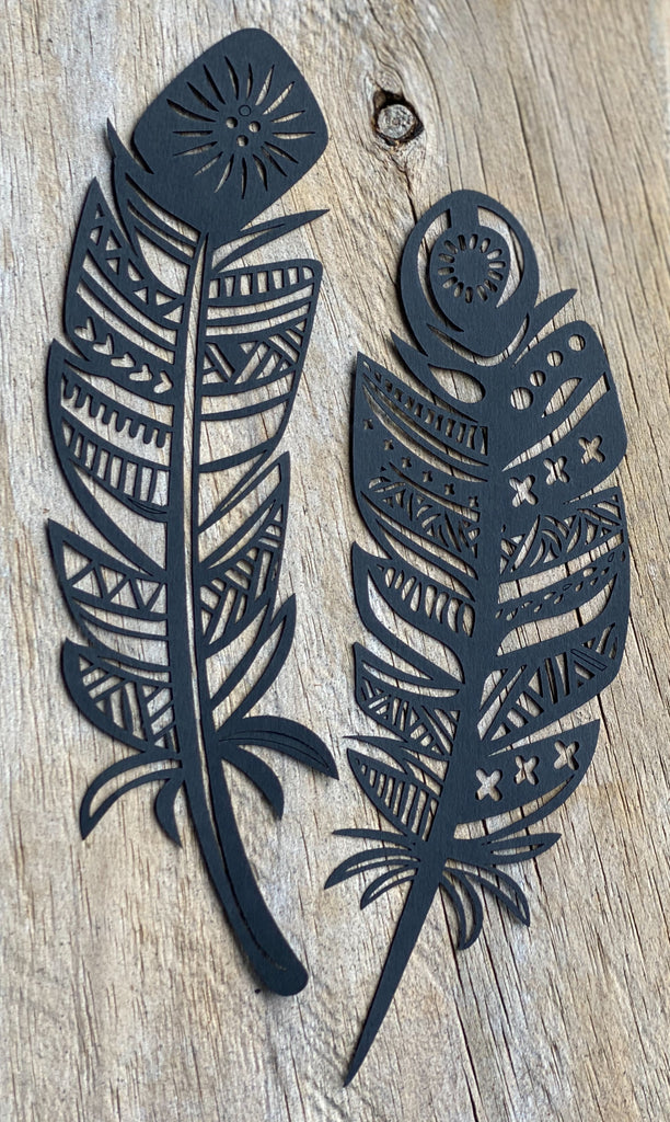 2 pack Black Mandala Feathers
