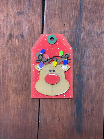 DIY MDF Christmas Tag - Reindeer with lights