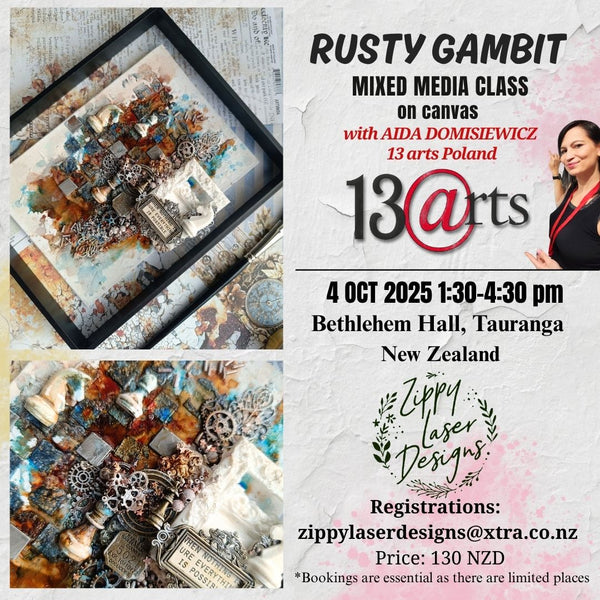 13 @rts Creative Weekend - Rusty Gambit Mixed Media Canvas Class