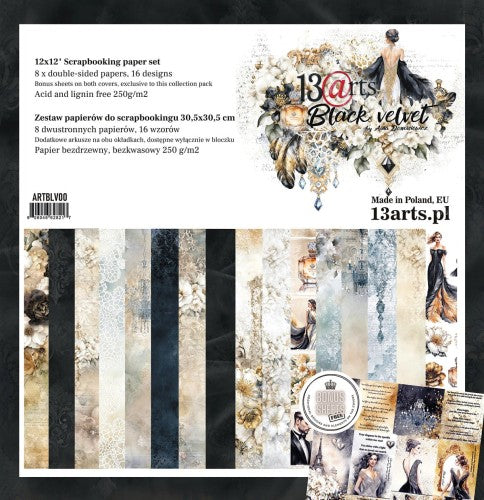 13 arts 12x12 Paper Pad - Black Velvet