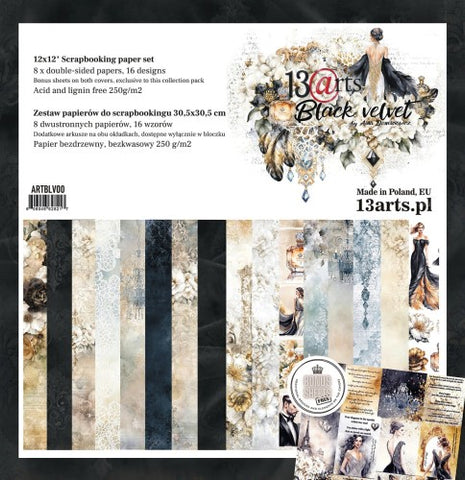 13 arts 12x12 Paper Pad - Black Velvet