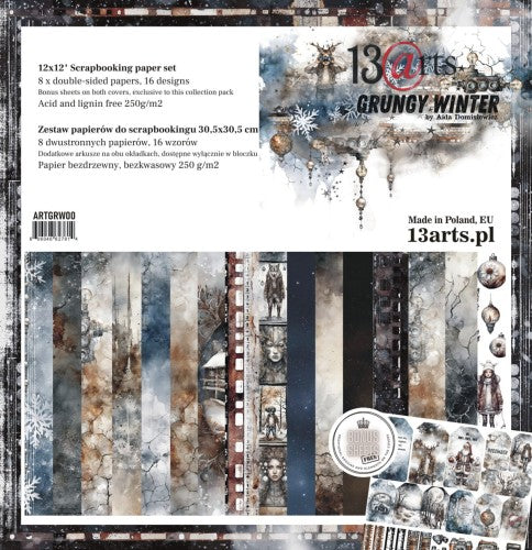 13 arts 12x12 Paper Pad -Grungy Winter