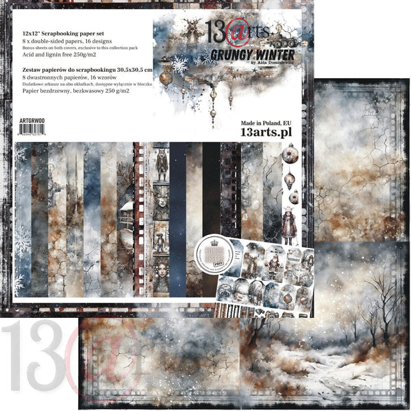 13 arts 12x12 Paper Pad -Grungy Winter