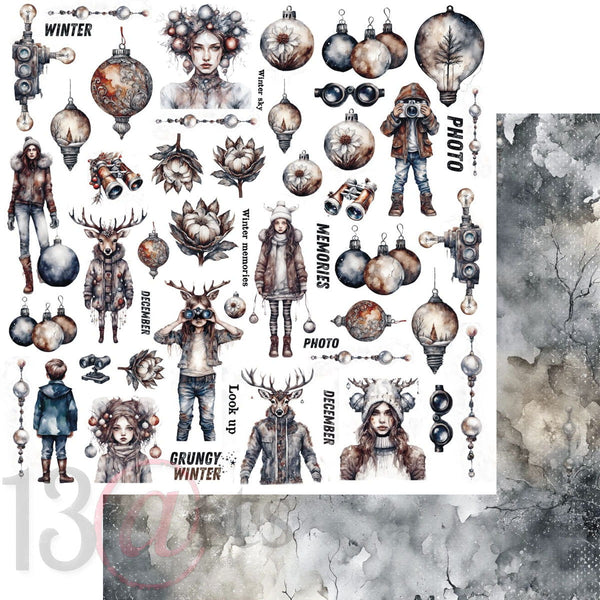 13 arts 12x12 Paper Pad -Grungy Winter