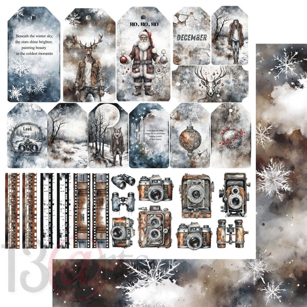 13 arts 12x12 Paper Pad -Grungy Winter