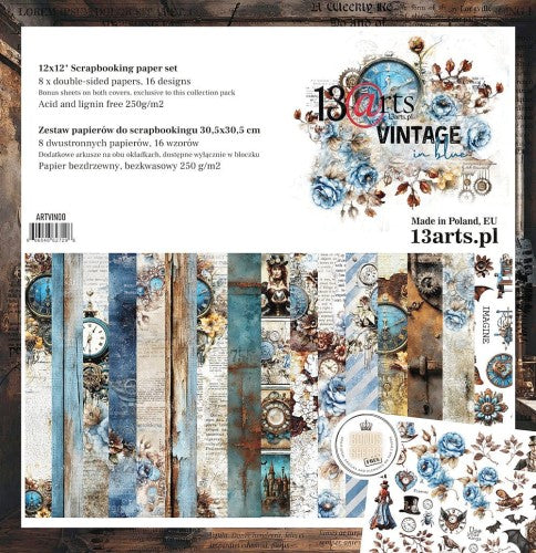 13 arts 12x12 Paper Pad -Vintage in Blue