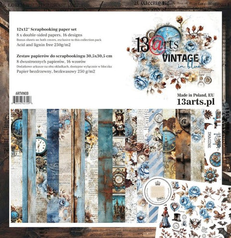 13 arts 12x12 Paper Pad -Vintage in Blue