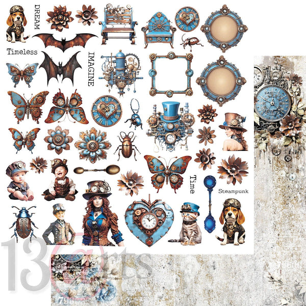13 arts 12x12 Paper Pad -Vintage in Blue