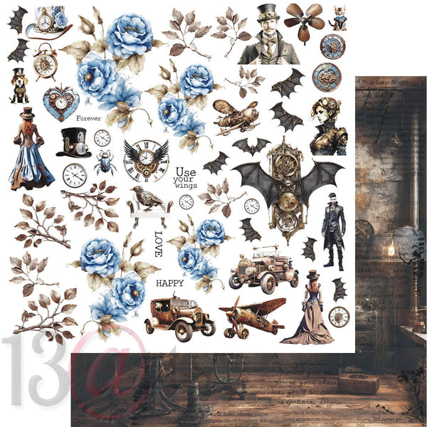 13 arts 12x12 Paper Pad -Vintage in Blue