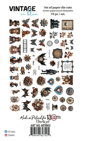 13 arts Paper Die Cuts - Vintage in Blue