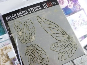 13 arts Mixed Media Stencil - Fairy Wings 6x6"