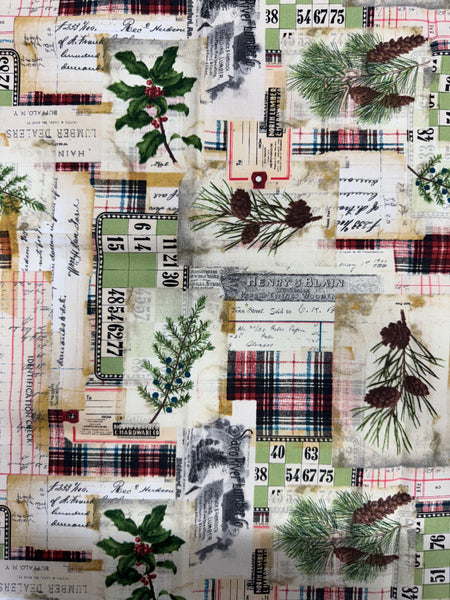 Tim Holtz - Free Spirit - Fabric - Woodland Collage Fat 1/4 Canvas