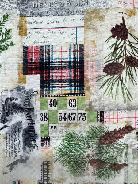 Tim Holtz - Free Spirit - Fabric - Woodland Collage Fat 1/4 Canvas