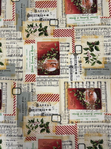 Tim Holtz - Free Spirit - Fabric - Holiday Collage Fat 1/4 Canvas