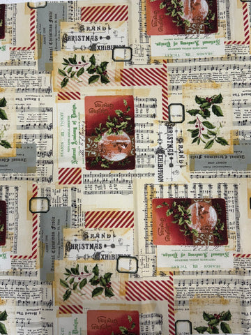 Tim Holtz - Free Spirit - Fabric - Holiday Collage Fat 1/8 Canvas