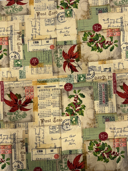 Tim Holtz - Free Spirit - Fabric - Postcard Collage Fat 1/4 Canvas