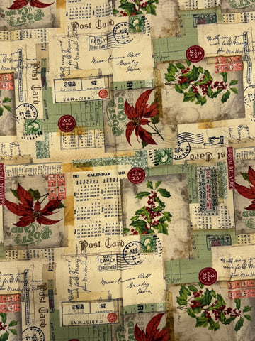 Tim Holtz - Eclectic Elements Holidays Past - Postcard Collage Fat 1/8 Canvas