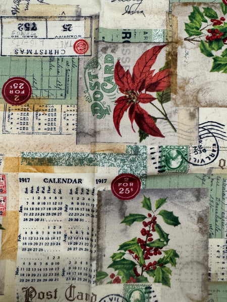 Tim Holtz - Free Spirit - Fabric - Postcard Collage Fat 1/4 Canvas