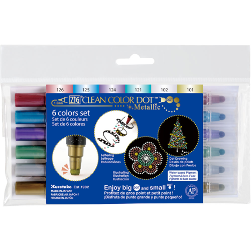 Kuretake ZIG Clean Color Dot - Twin Metallic - 6 Colour Set