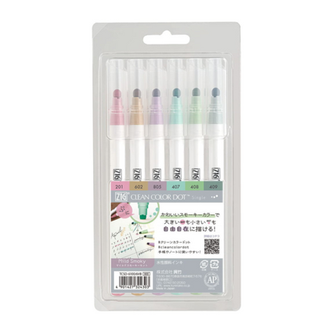 Kuretake ZIG Clean Color Dot - Single - Mild Smoky 6 Colour Set