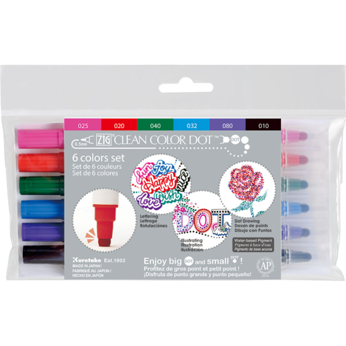 Kuretake ZIG Clean Color Dot - Twin - 6 Colour Set