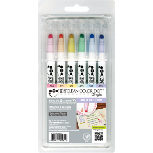 Kuretake ZIG Clean Color Dot - Single - Mild 6 Colour Set