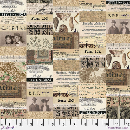 Tim Holtz - Free Spirit - Fabric - Neutral Palette 1/8