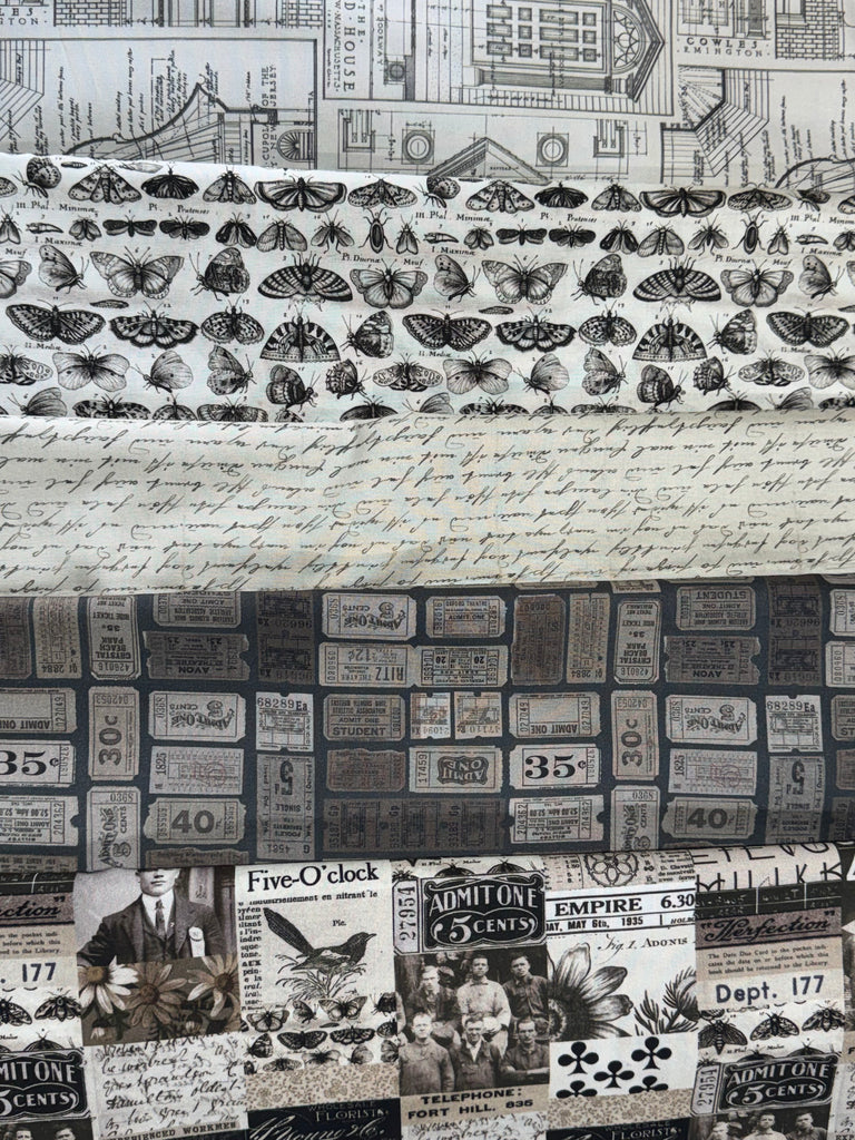 Tim Holtz Free Spirit Fabric - Charcoal Palette Fat Eighth