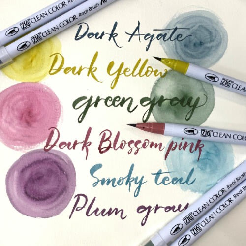 Zig Clean Color Real Brush Pens - Smokey Colours 6 pack