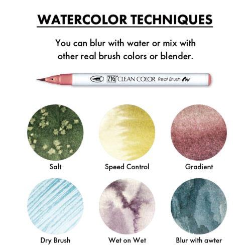 Zig Clean Color Real Brush Pens - Smokey Colours 6 pack