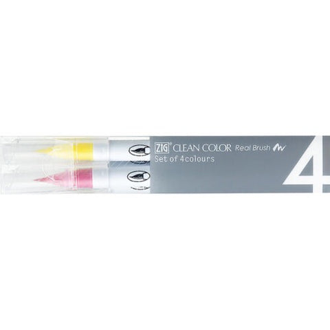 Zig Clean Collar Real Brush Markers Set of 4 - Pop Colours