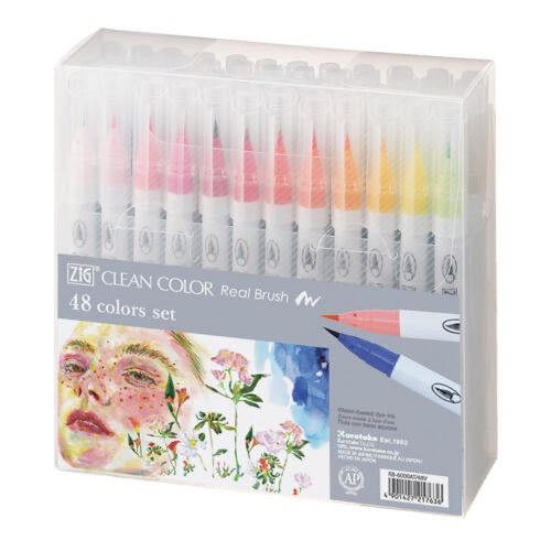 Zig Clean Color Real Brush Pens - Set 48 Colours