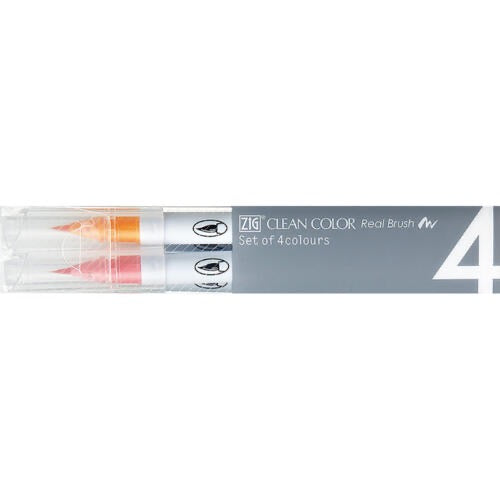 Zig Clean Collar Real Brush Markers Set of 4 - Pale Colours