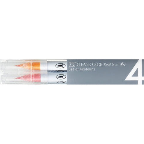 Zig Clean Collar Real Brush Markers Set of 4 - Pale Colours