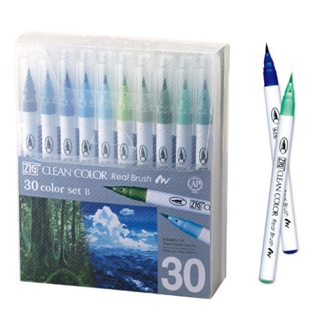 Zig Clean Collar Real Brush Markers 30 Set B