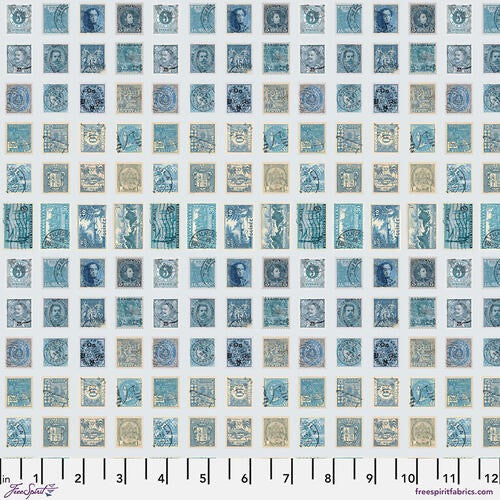 Tim Holtz - Free Spirit - Fabric - Blue Palette 1/4