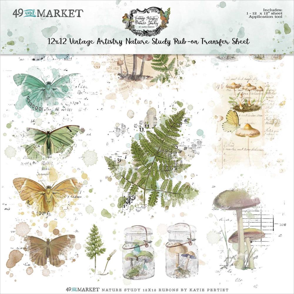49 and Market - Vintage Artistry Nature Study - 12x12 Rub-on Transfer Sheet