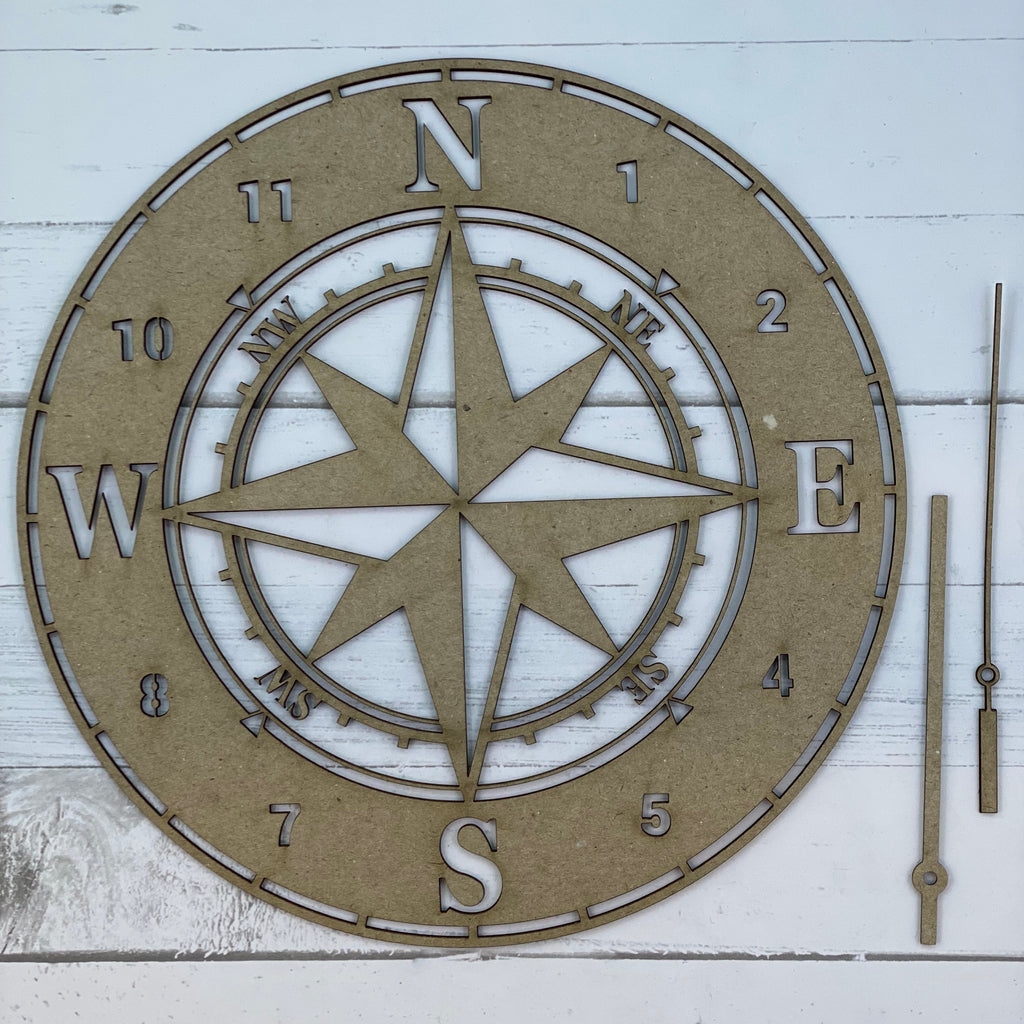 Compass Clock Large - Chipboard