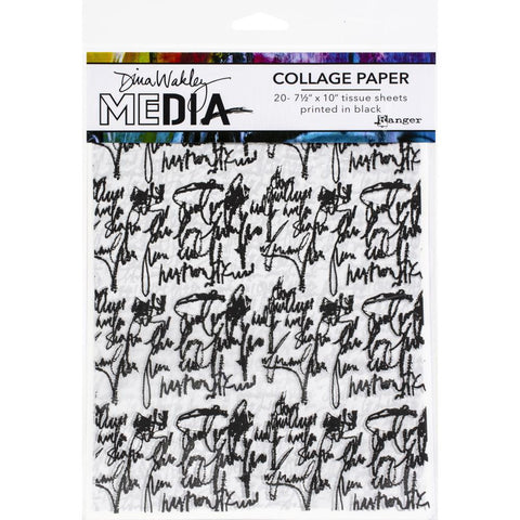 Dina Wakley Media Collage Tissue Paper 7.5"X10" 20/Pkg Just Words