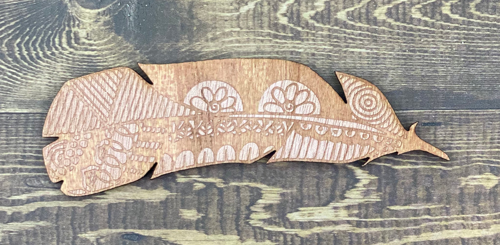 Engraved Feather small - Plywood