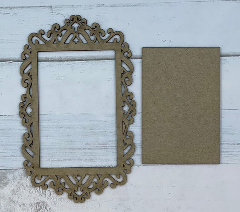 Rectangle Ornate Frame 3 Chipboard