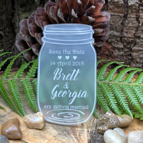 Acrylic Mason Jar Save the Date