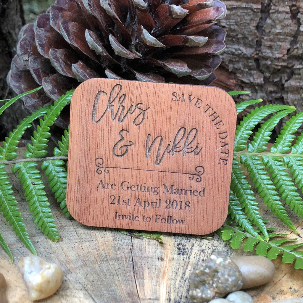 Wooden Square Save the Date