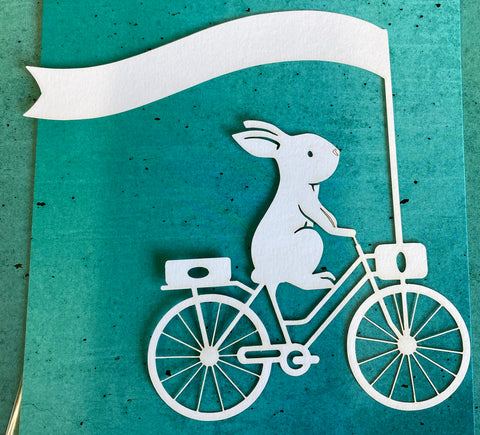 Bunny on Bike with Banner Flag