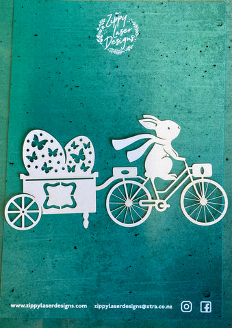 Bunny with Bike towing Cart